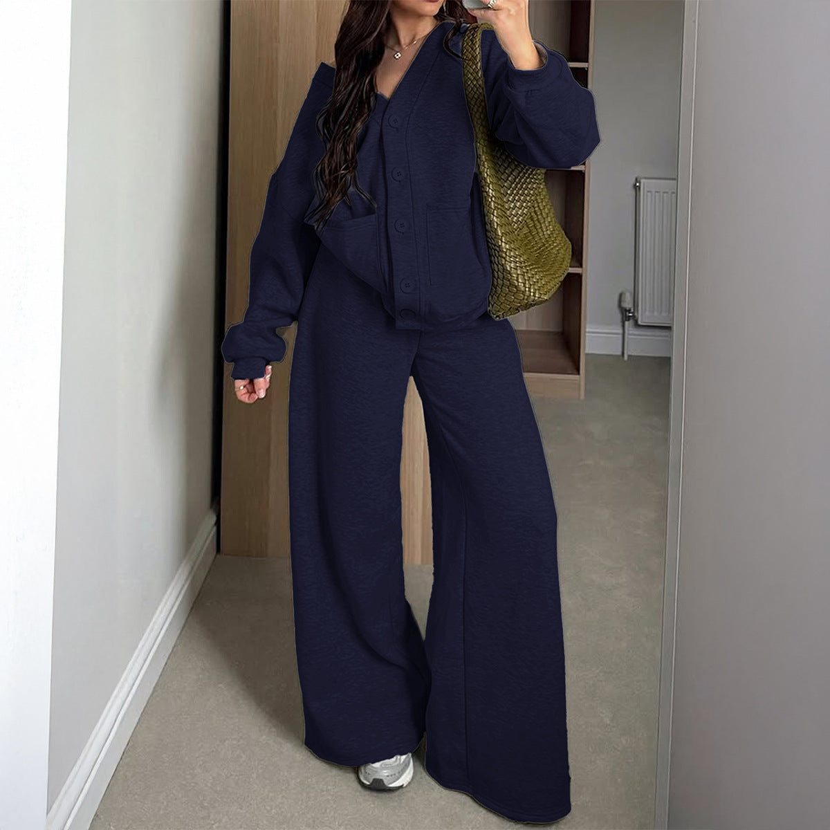 Versatile Long-sleeved Jacket And Pants Two-piece Set