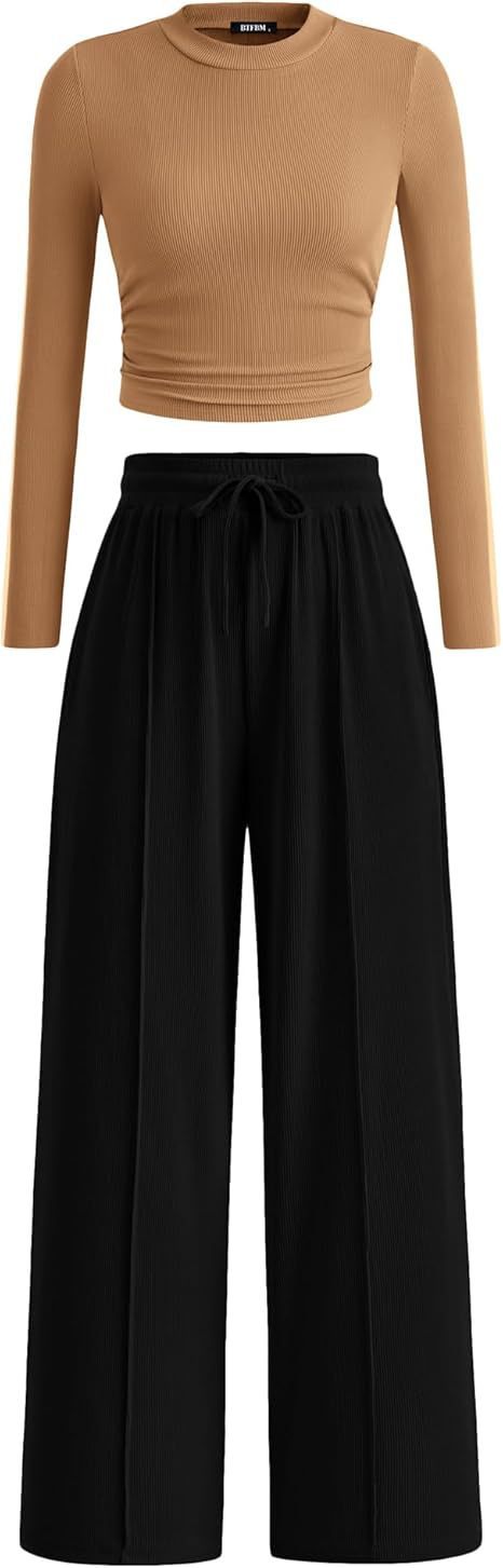 Women's Rib Fashion Navel Casual Suit