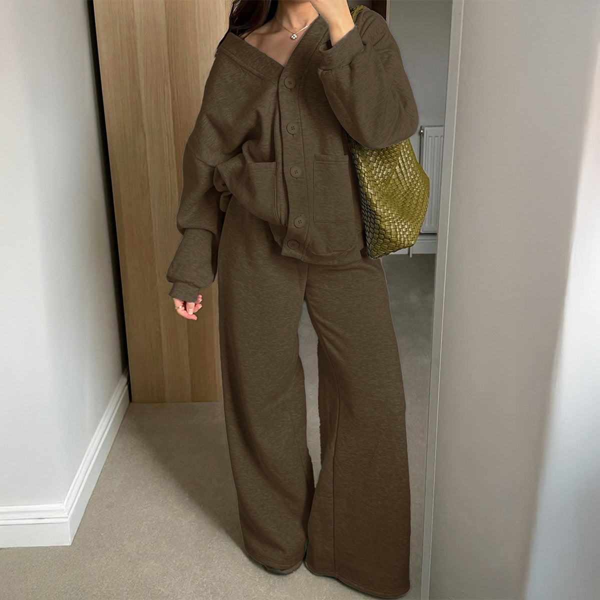 Versatile Long-sleeved Jacket And Pants Two-piece Set