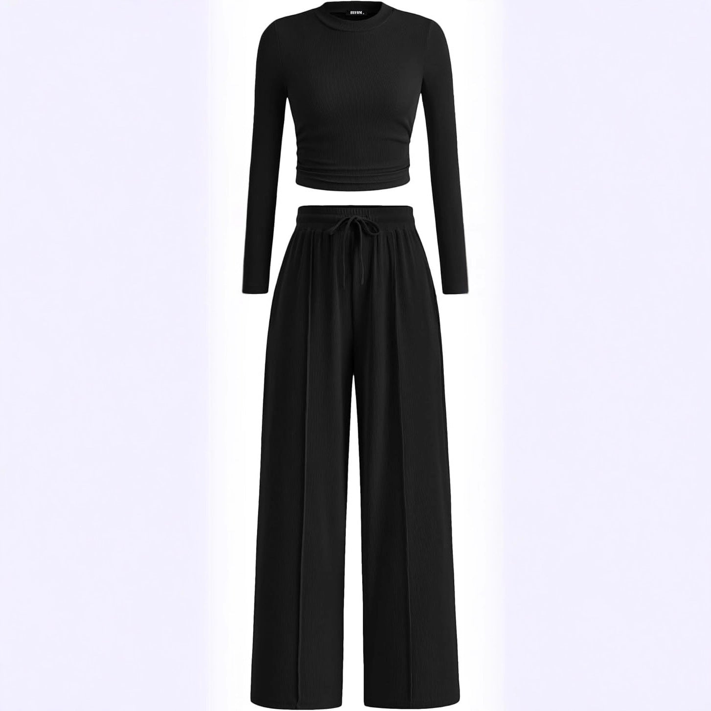 Women's Rib Fashion Navel Casual Suit