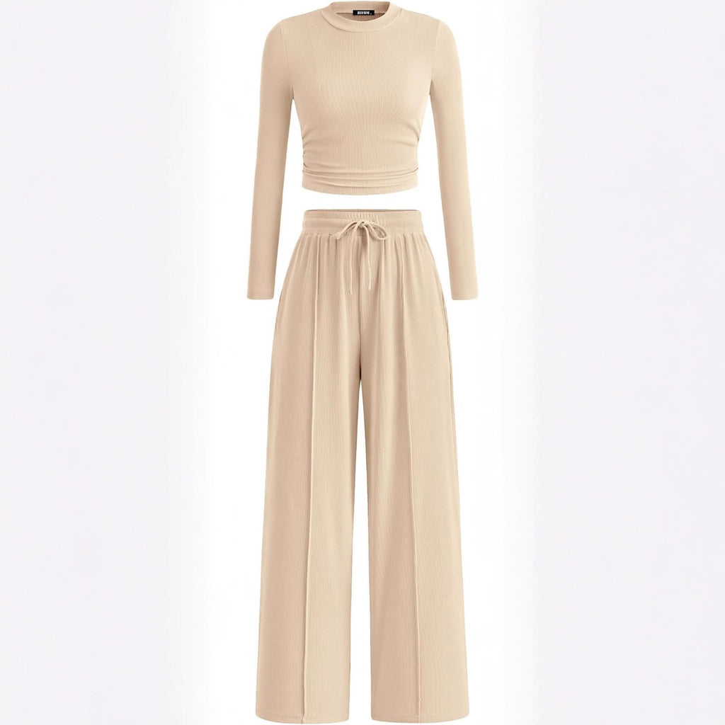 Women's Rib Fashion Navel Casual Suit